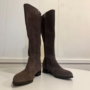 NEW Pointed Flat Suede knee-high boots taupe 9.5W